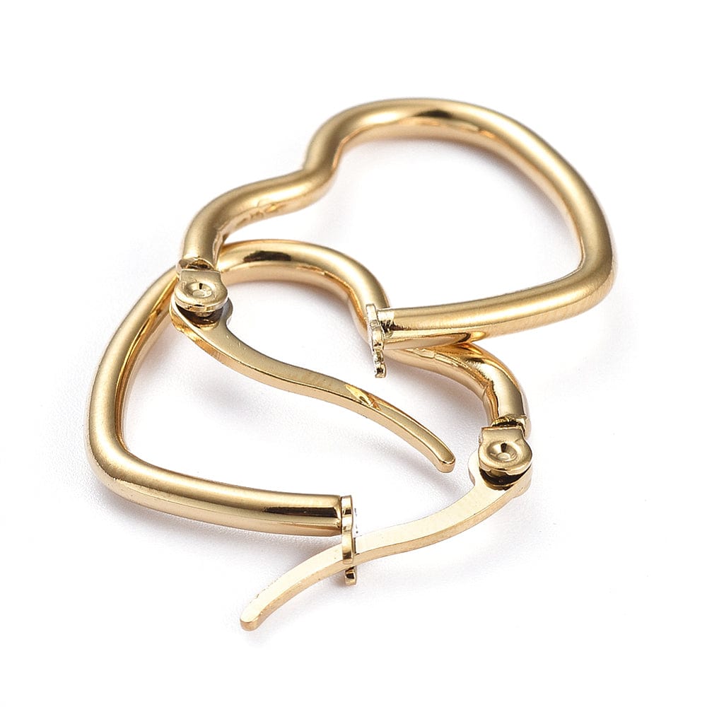 Hjerte Creoler – 18K Forgyldt Stål (22x27mm) - Uniq Perler - 251025