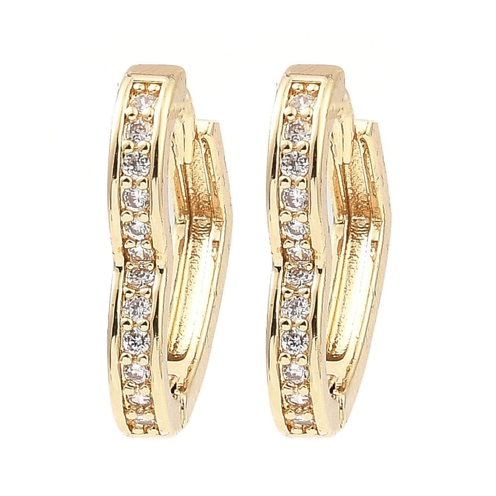 Hjerte Creoler Med Zirkonia Sten - Forgyldt (16x2mm) - Uniq Perler - 115858