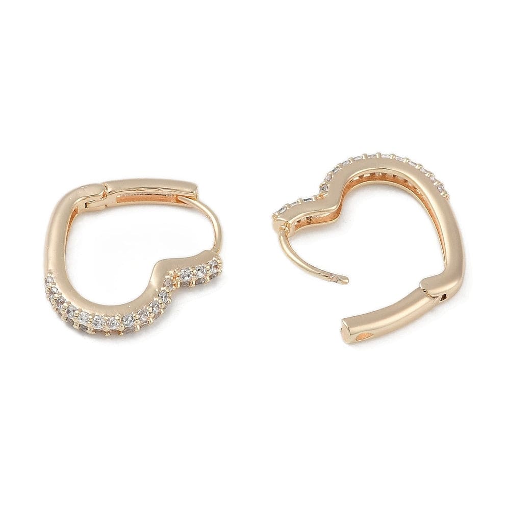 Hjerte Creoler Med Zirkonia Sten - Forgyldt (18x2,5mm) - Uniq Perler - 113393