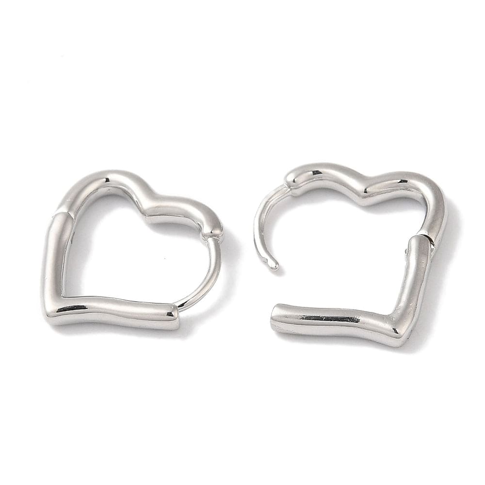 Hjerte Creoler – Platin Farvet (14x2mm) - Uniq Perler - 114666