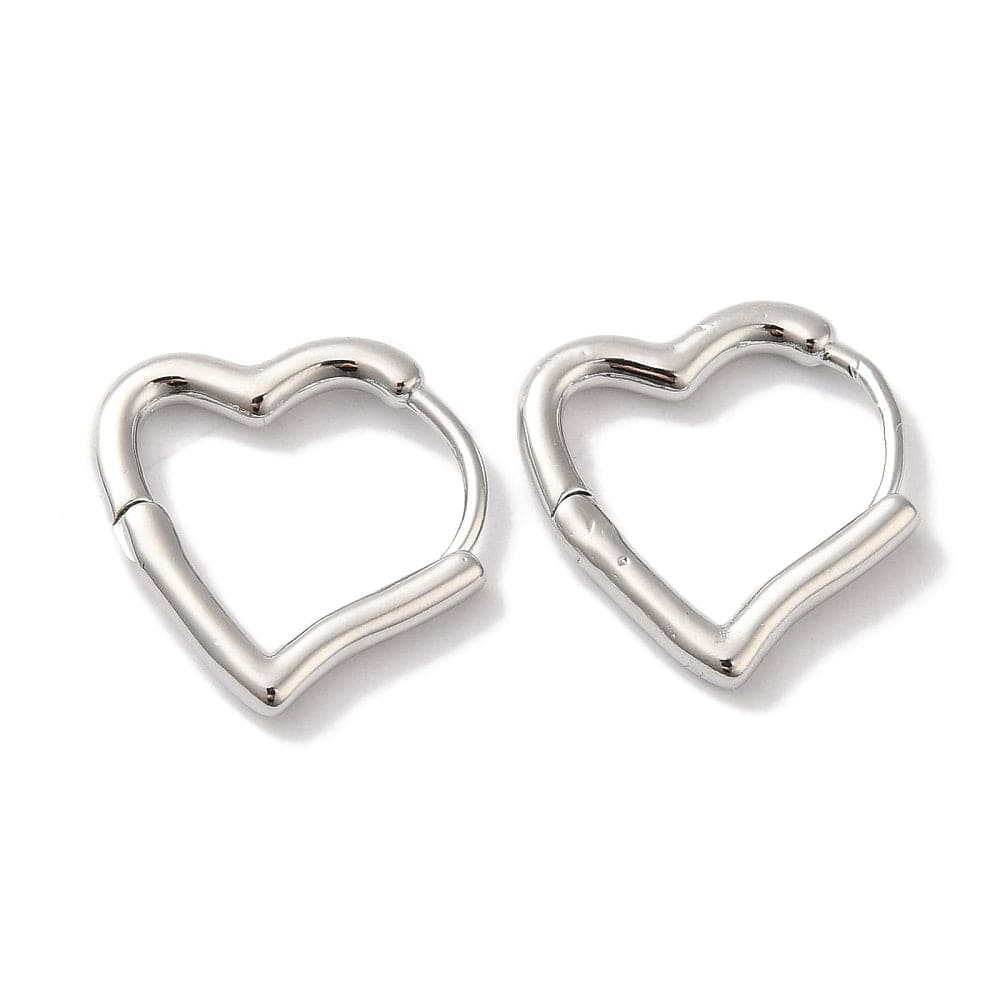 Hjerte Creoler – Platin Farvet (14x2mm) - Uniq Perler - 114666