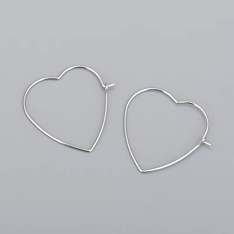 Hjerte Creoler - Sterling Sølv 925 (25x27,8mm) - Uniq Perler - 114863