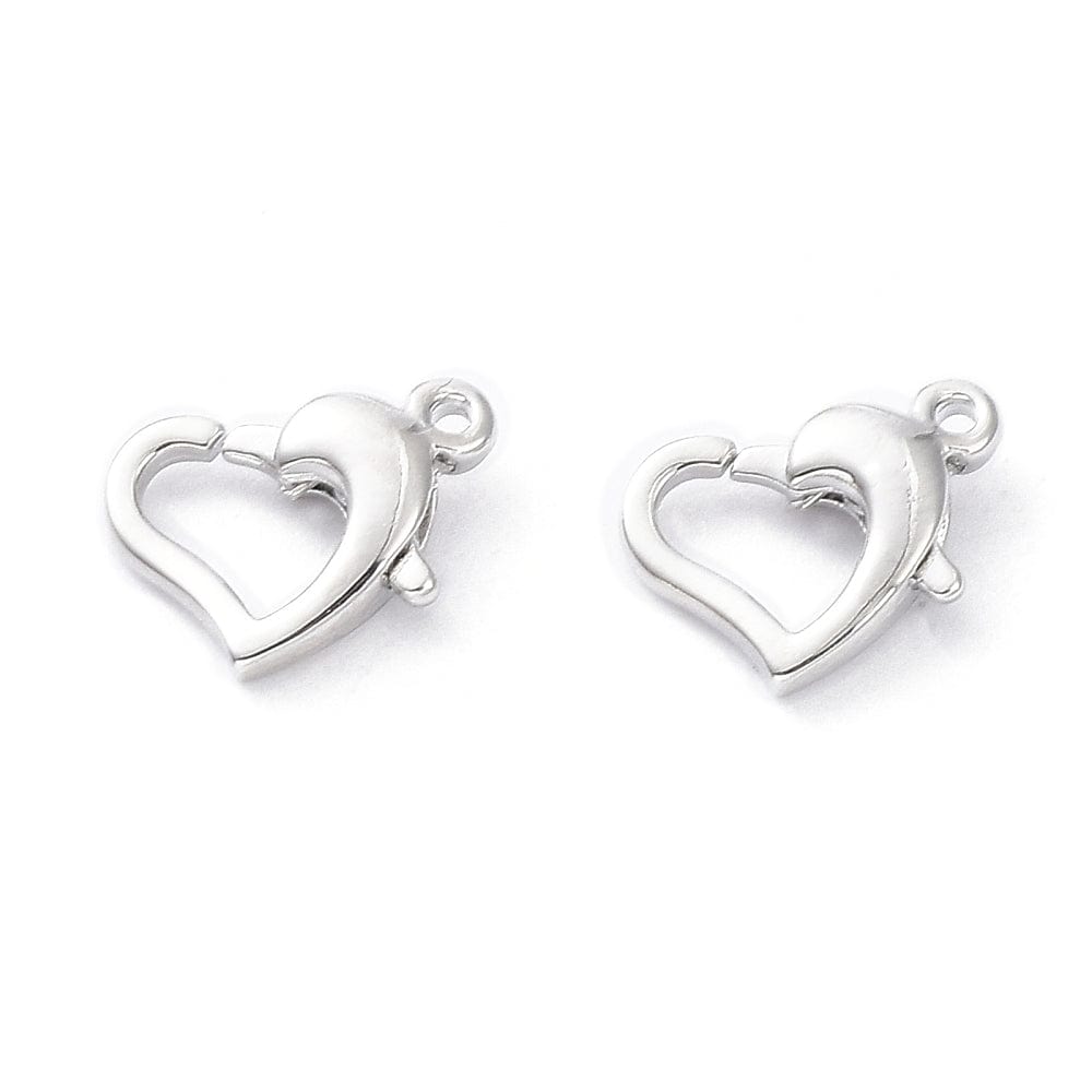 Hjerte Lås – Langtidsholdbar Platin Farvet (12x9mm) 4 stk. - Uniq Perler - 115290