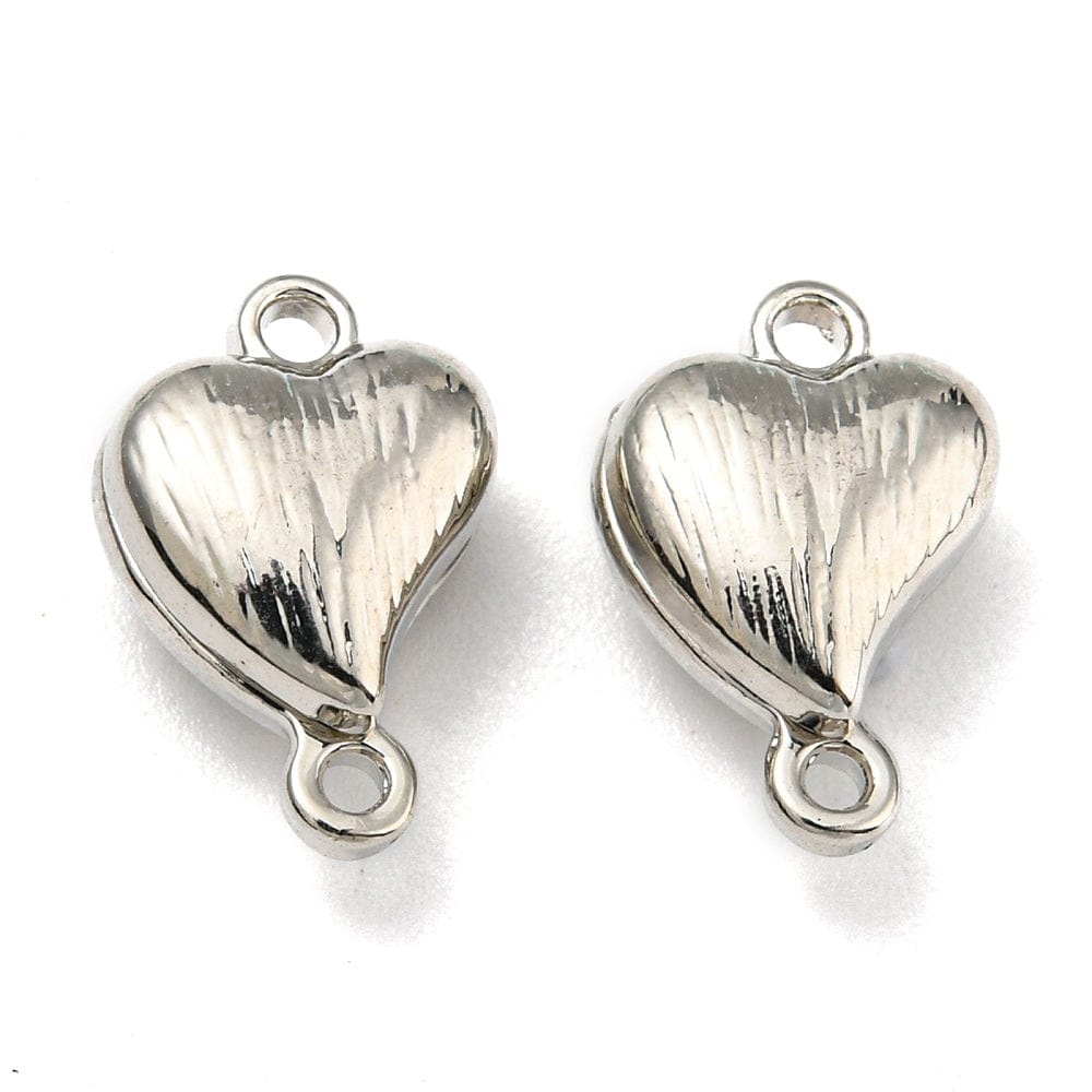 Hjerte Magnet Lås Med Struktur – Langtidsholdbar Platin Belagt (12,5x8,5mm) - Uniq Perler - 114159
