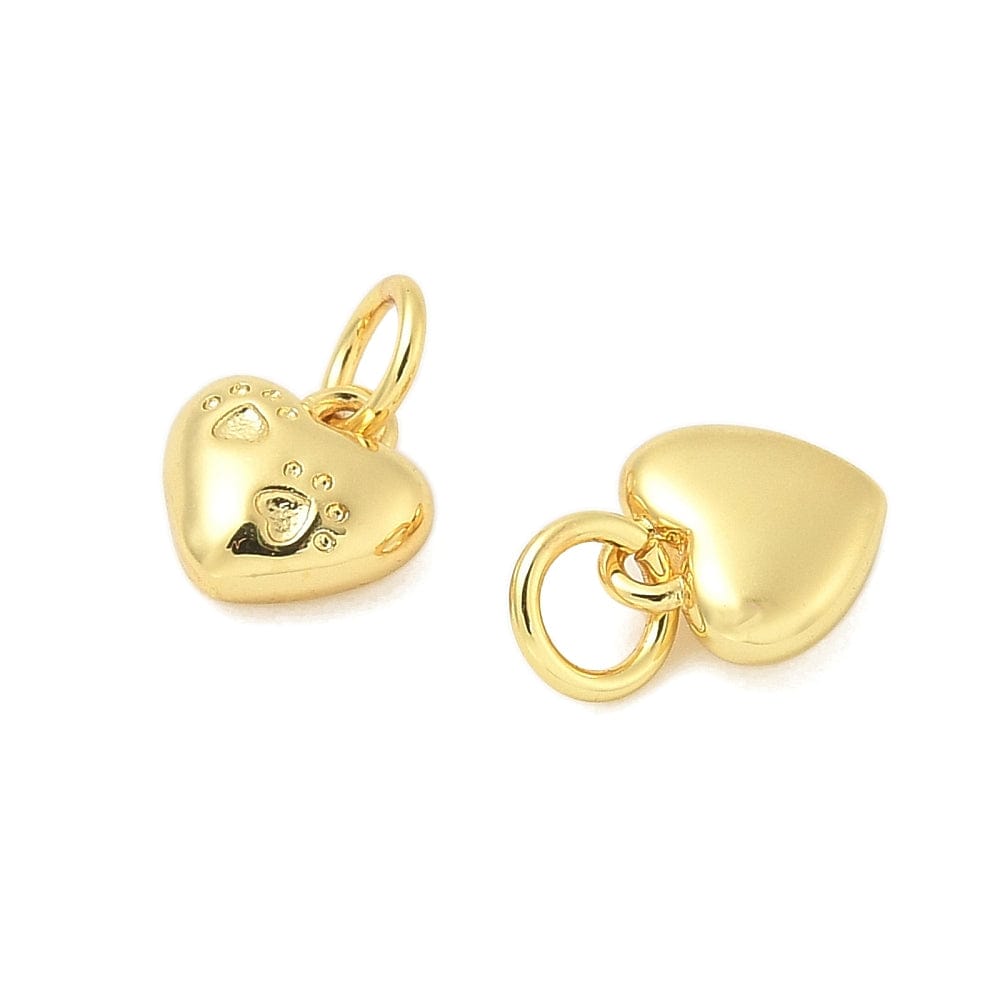 Hjerte med hunde poter, 18K forgyldt langtidsholdbar, str. 8x8x3,5 mm - Uniq Perler - 115494
