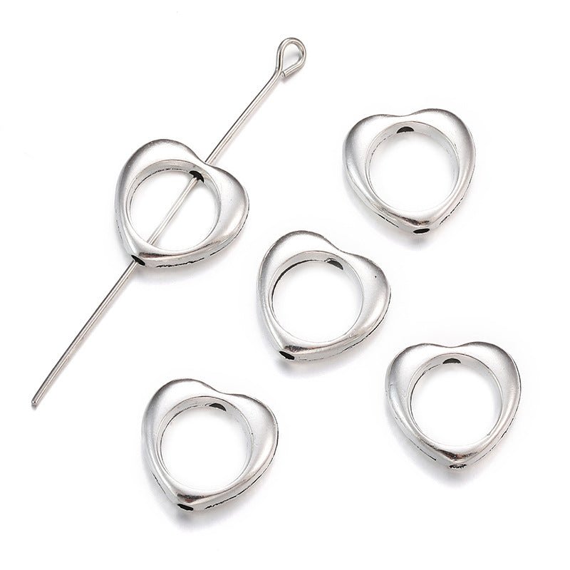 Hjerte Mellemled – Antik Forsølvet (13x12x3mm) 6 Stk - Uniq Perler -