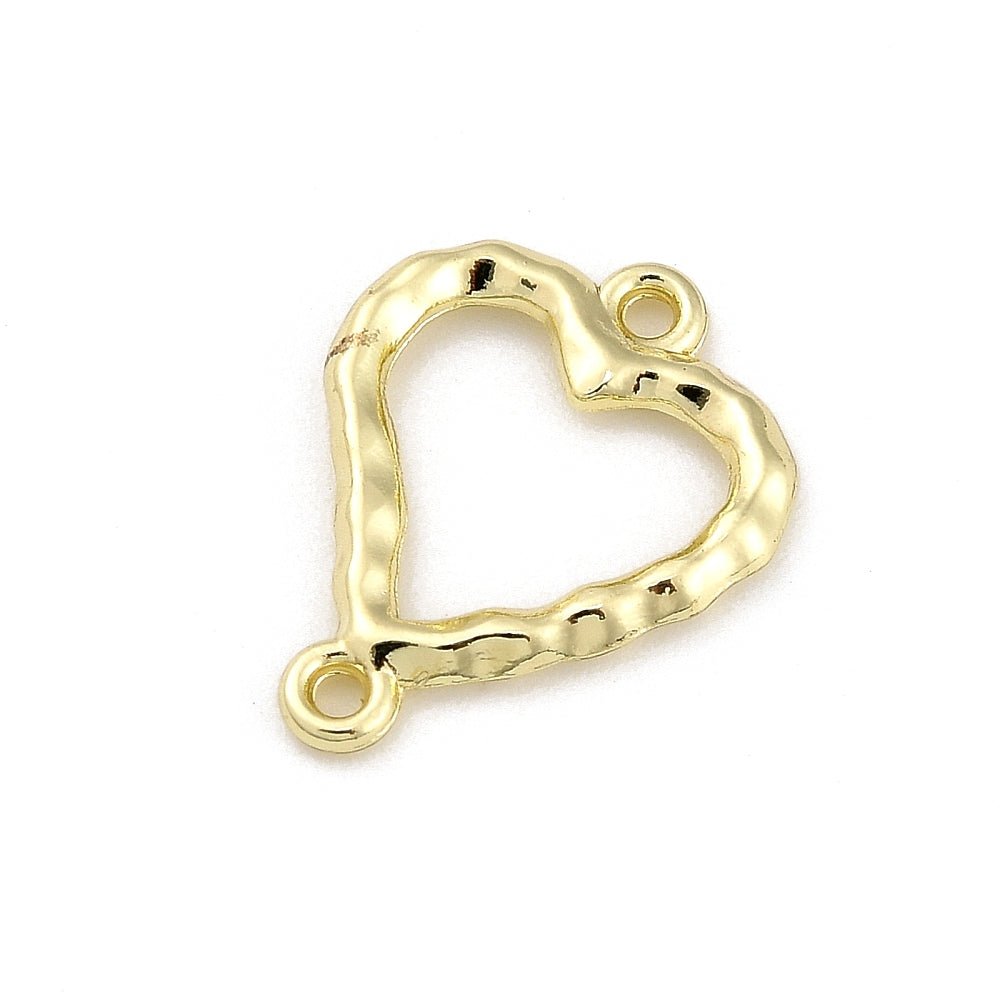 Heart Connector – Light Gold Brass (16.5x12.5mm)