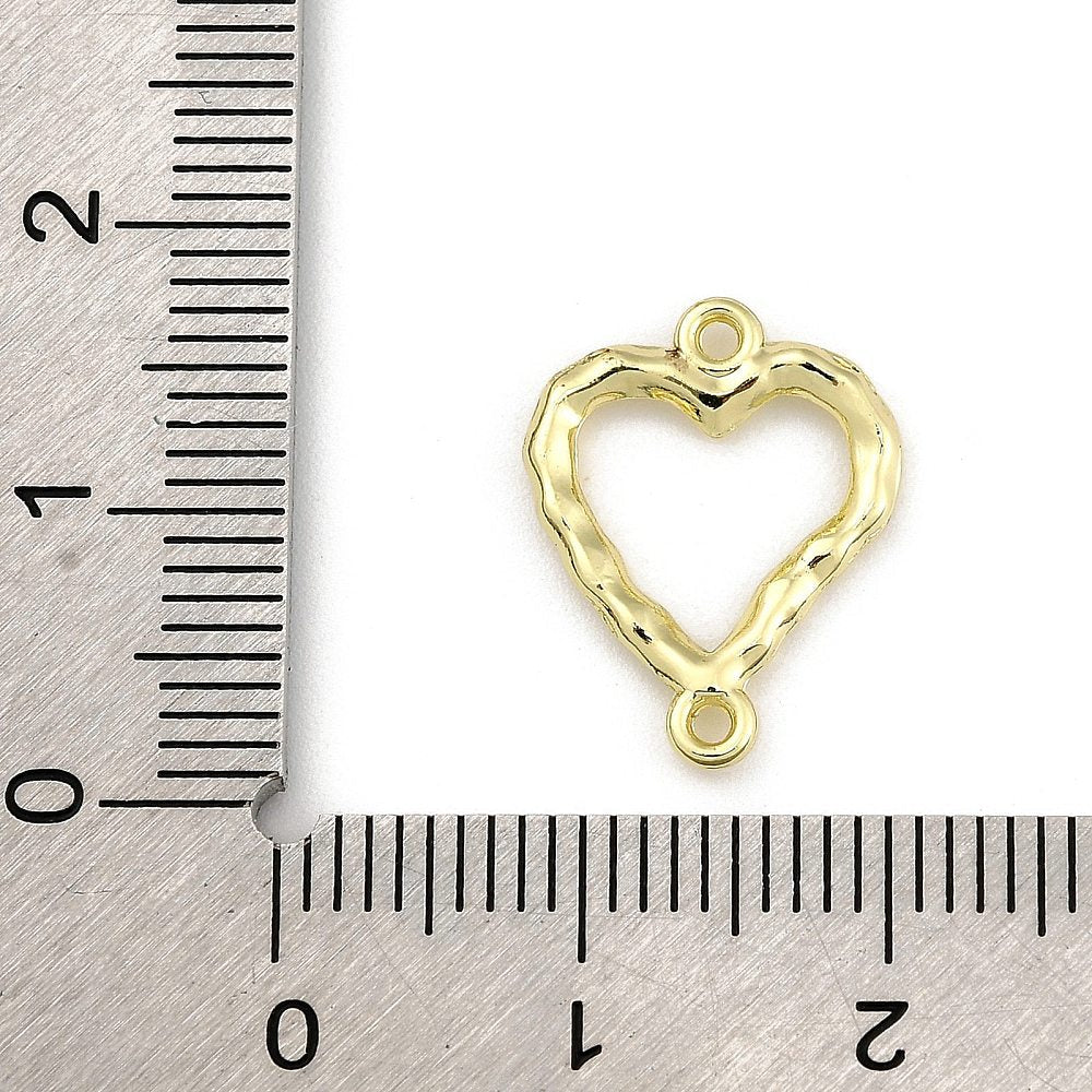 Heart Connector – Light Gold Brass (16.5x12.5mm)