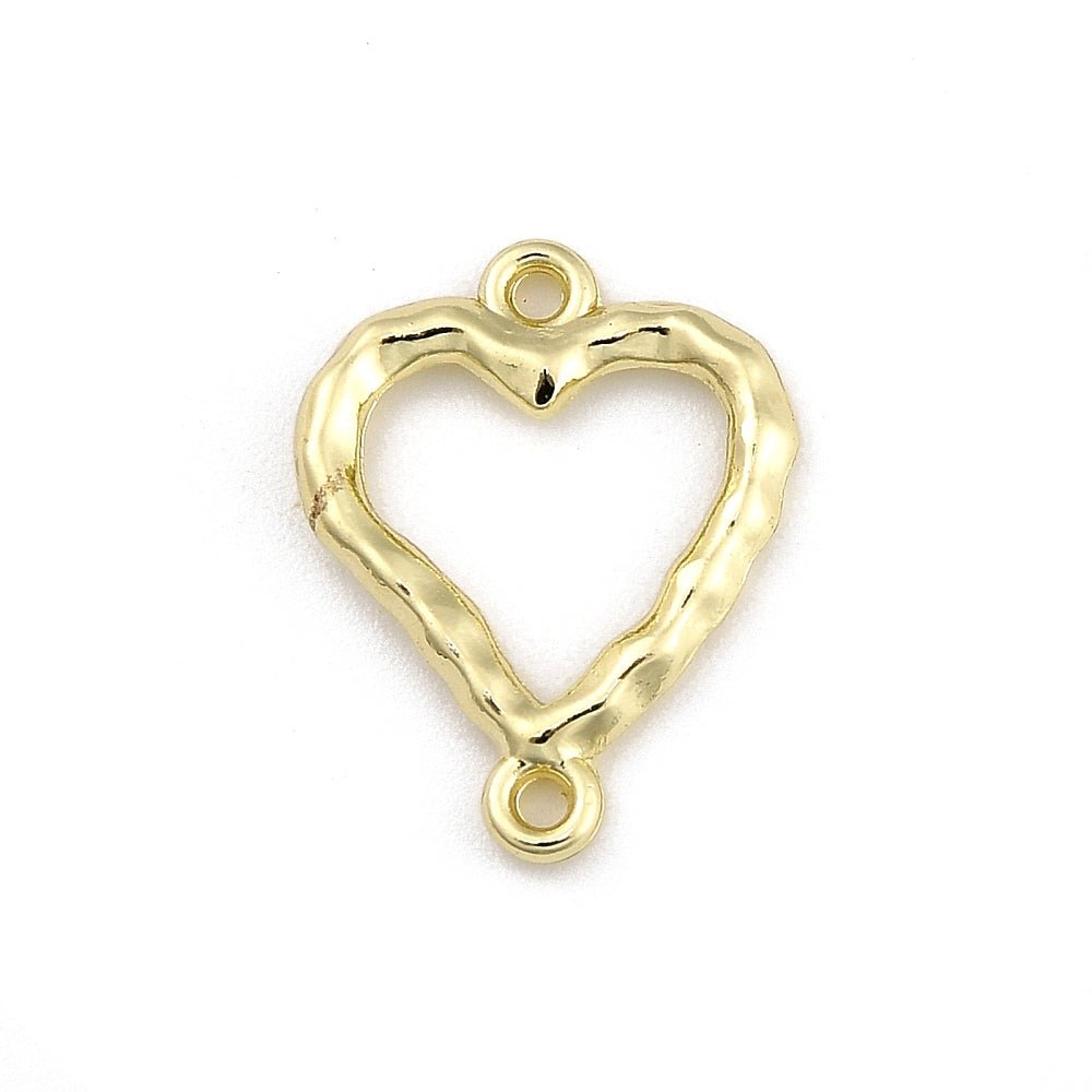 Heart Connector – Light Gold Brass (16.5x12.5mm)