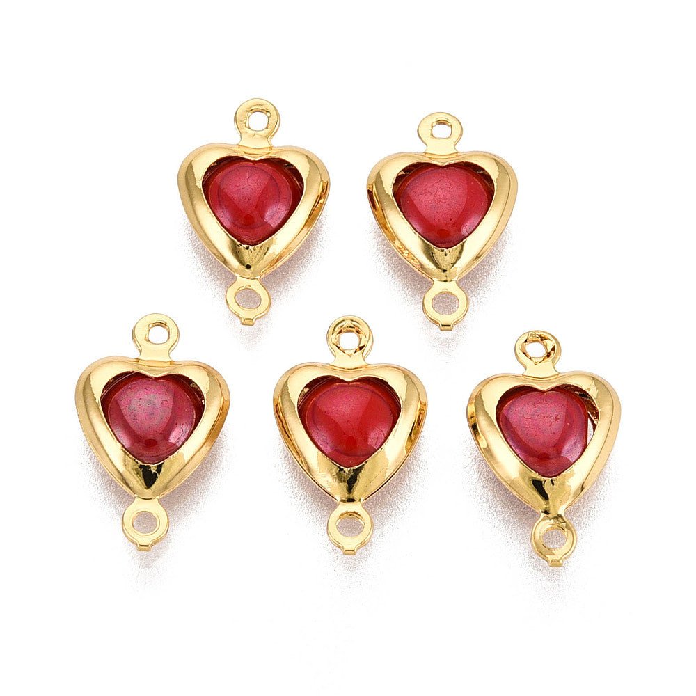 Hjerte Mellemled med Porcelæn – Langtidsholdbar forgyldning (13,5x8mm) 2 stk. - Uniq Perler -