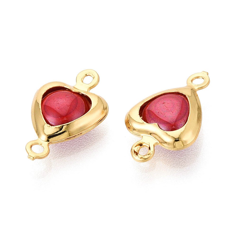 Hjerte Mellemled med Porcelæn – Langtidsholdbar forgyldning (13,5x8mm) 2 stk. - Uniq Perler -