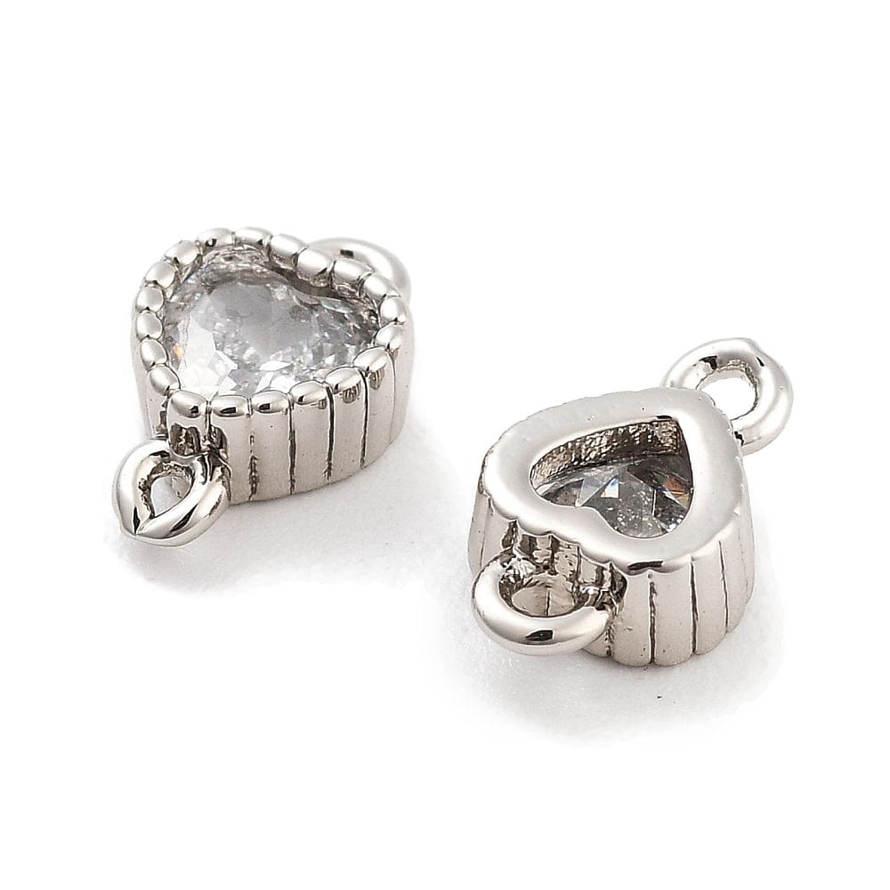 Hjerte Mellemled Med Zirkonia Sten,(str. 8x5x2,5 mm) - Uniq Perler - 113184