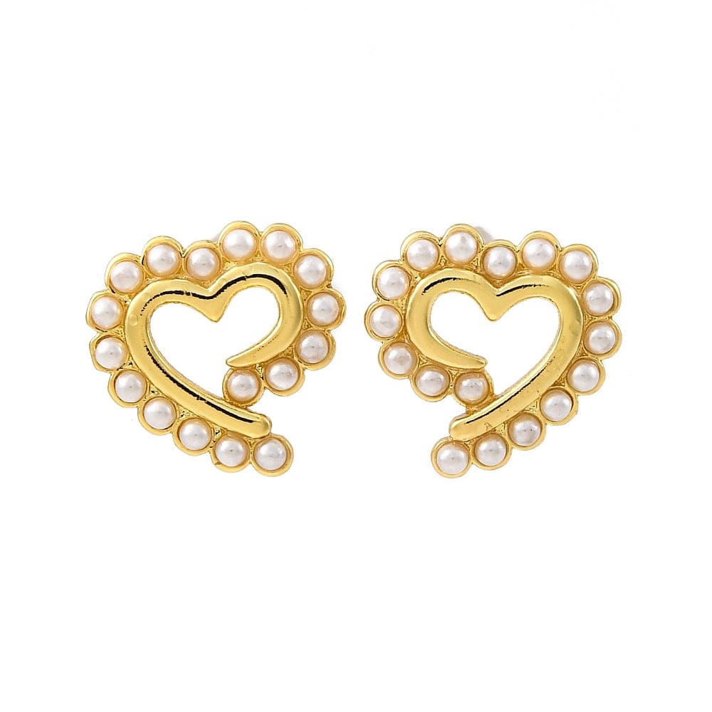 Hjerte Ørestikkere, Langtidsholdbar forgyldt,(12mm) - Uniq Perler - 114669