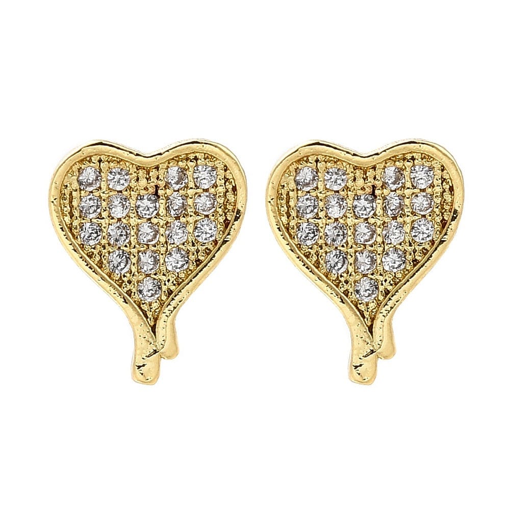 Hjerte Ørestikkere Med Klare Zirkonia Sten, Forgyldt, 10x8mm - Uniq Perler - 114581