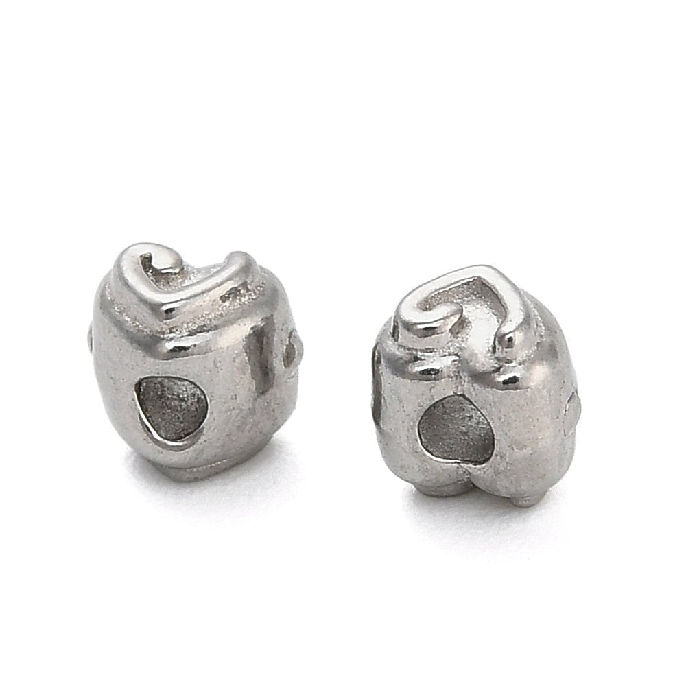 Hjerte Perler i Stål – (3,5x4x4,5mm, 6 stk) - Uniq Perler -