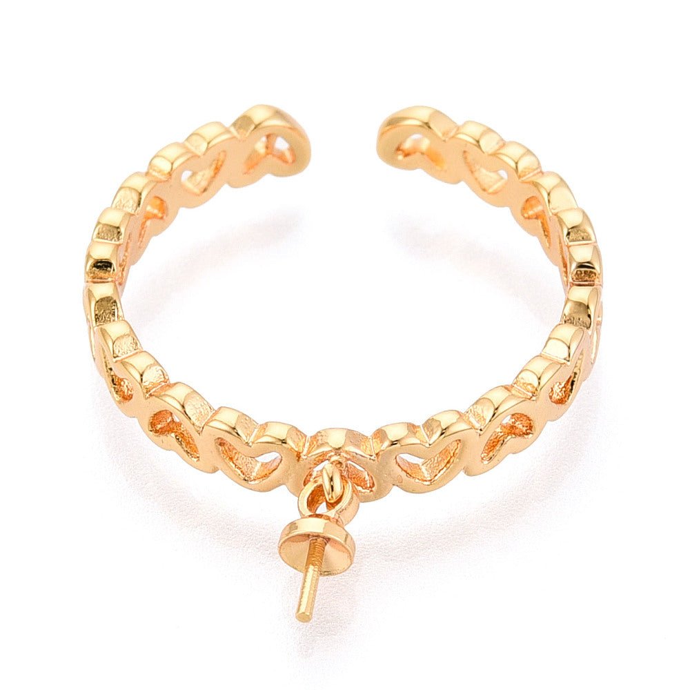 Hjerte Regulerbare Ring – 18K Forgyldt Messing (3,5mm) - Uniq Perler - 123940