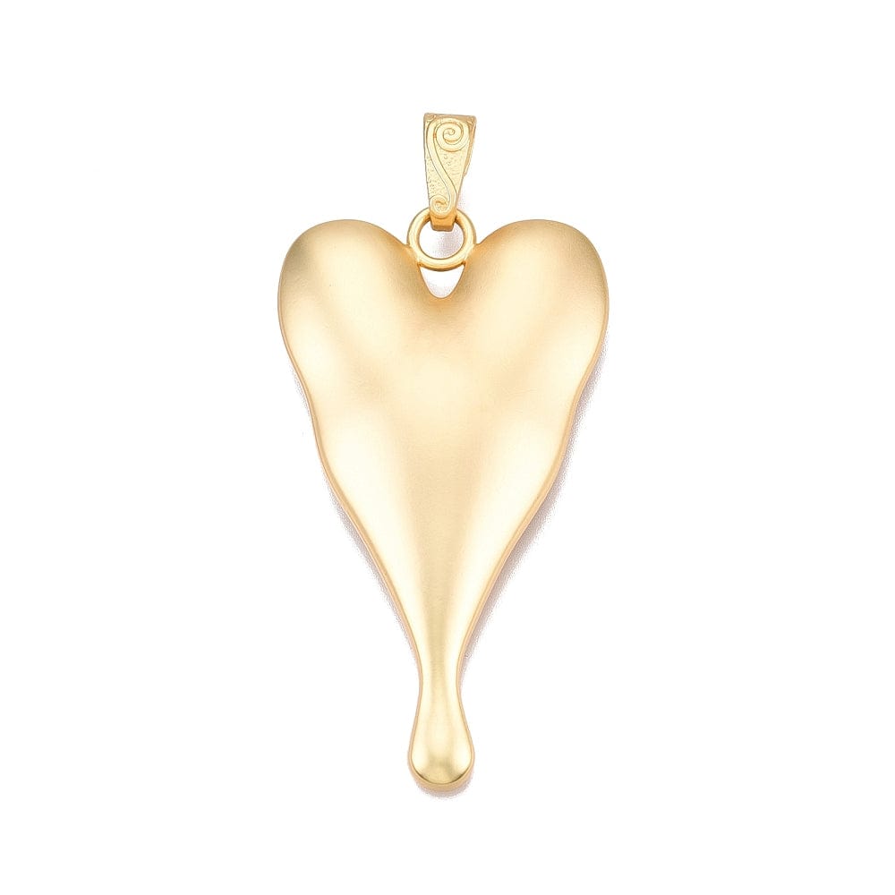 Hjerte Vedhæng, 18K Forgyldt, 81x45mm - Uniq Perler - 113421