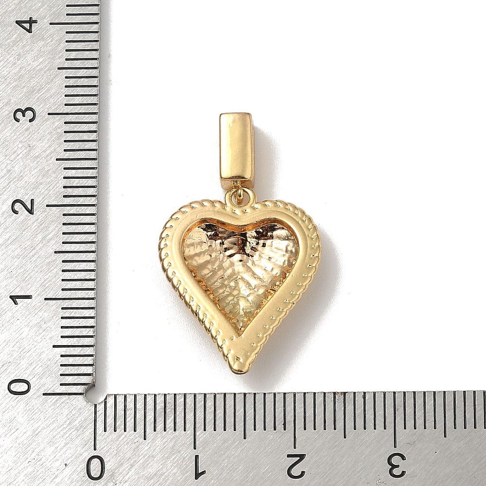 Hjerte vedhæng, 18K forgyldt med zirkonia sten, (20,5x18x4mm) - Uniq Perler - 115488