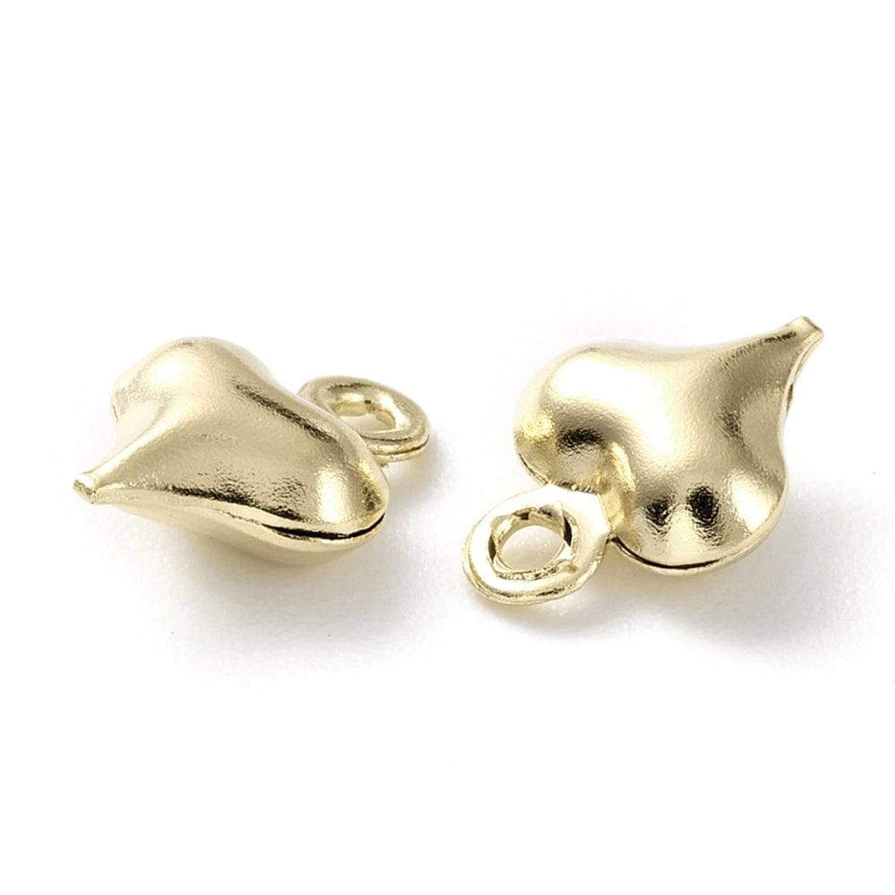 Hjerte Vedhæng, Forgyldt 8,5x6,5mm, 10 Stk - Uniq Perler - 0000005236