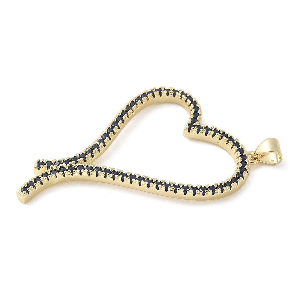 Hjerte Vedhæng Med Blå Zirkonia, 18K Langtidsholdbar Forgyldt, 46x31mm - Uniq Perler - 718847