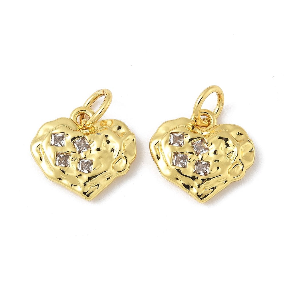 Hjerte Vedhæng Med Klare Zirkonia Sten – 18K Forgyldt (13,5x14,5mm) - Uniq Perler - 115090