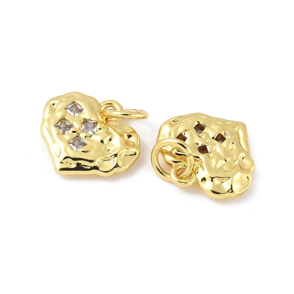 Hjerte Vedhæng Med Klare Zirkonia Sten – 18K Forgyldt (13,5x14,5mm) - Uniq Perler - 115090