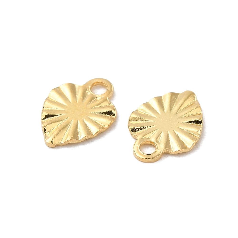 Hjerte Vedhæng Med Mønster, 18K Forgyldt Stål, 8x6x0,7mm, (10 stk.) - Uniq Perler - 395845