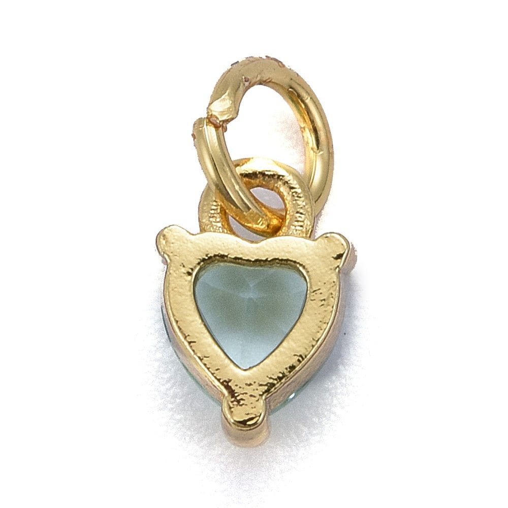 Hjerte Vedhæng Med turkis Zirkonia Sten, 18K Langtidsholdbar Forgyldt, (8x5x3,5mm) 2 stk. - Uniq Perler - 115500