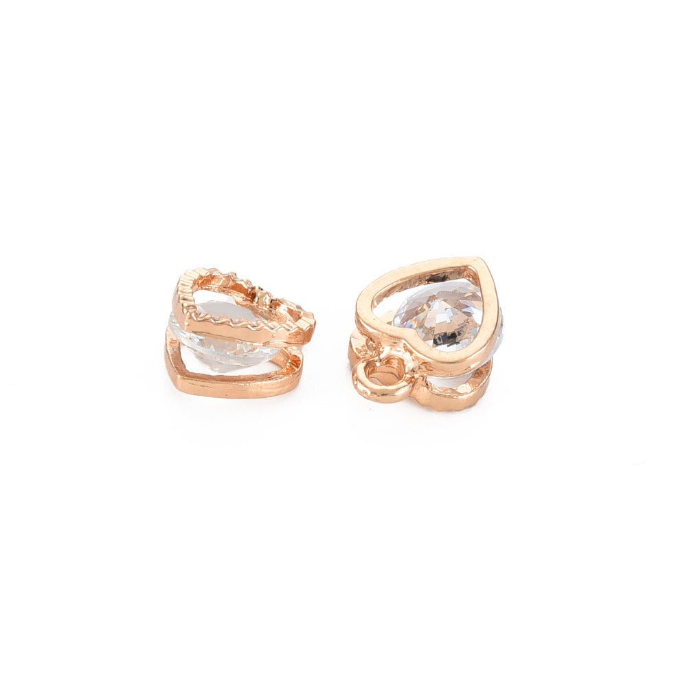 Hjerte Vedhæng med Zirkonia – (12x8,5mm) 8 stk. - Uniq Perler - 116979