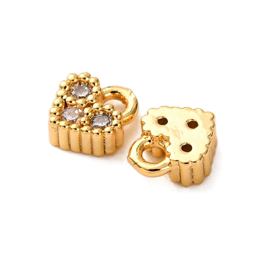 Hjerte Vedhæng Med Zirkonia – 18K Langtidsholdbar Forgyldt (5x5,5x2mm) 2 stk - Uniq Perler - 116132