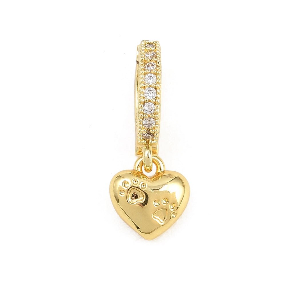 Hjerte Vedhæng Med Zirkonia – 18K Langtidsholdbar Forgyldt Messing (20mm) 1 stk. - Uniq Perler - 123993