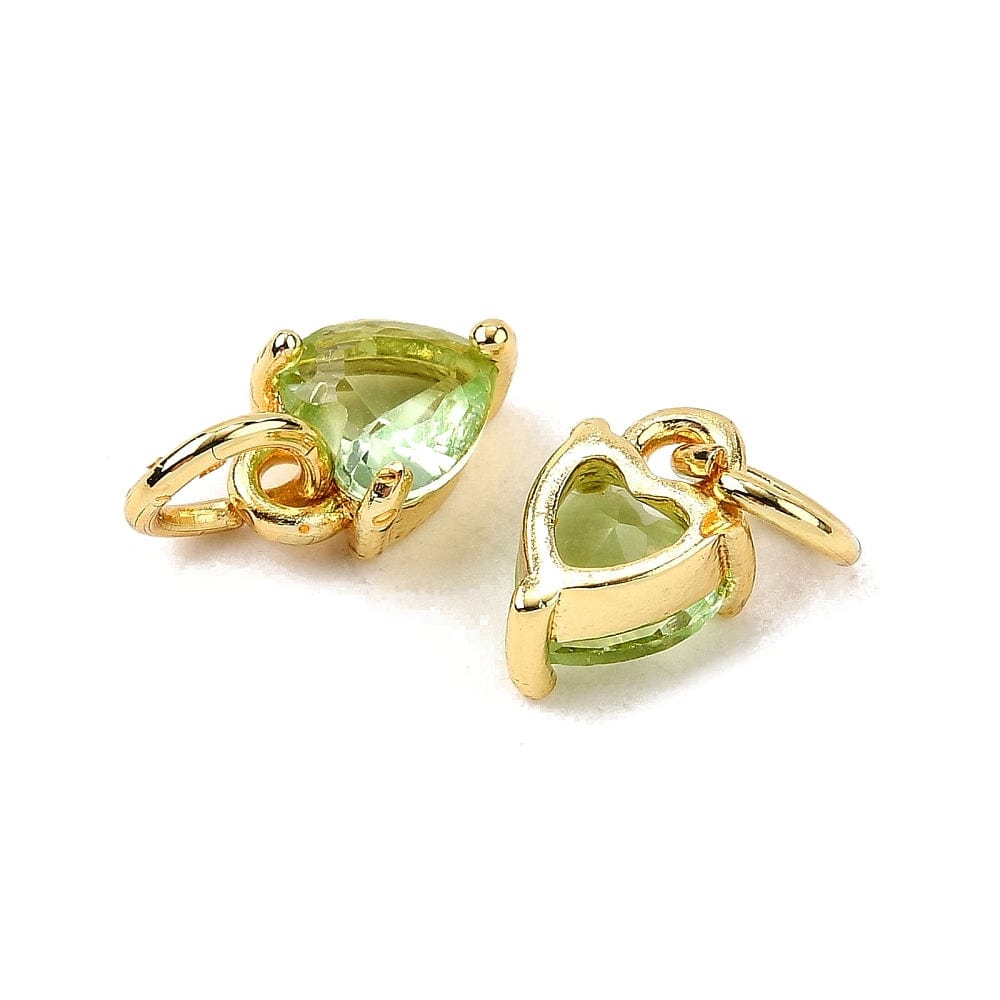 Hjerte Vedhæng Med Zirkonia Sten, 18K Langtidsholdbar Forgyldt, (8x5x3,5mm) 2 stk. - Uniq Perler - 115498