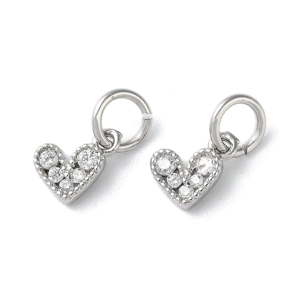 Hjerte Vedhæng Med Zirkonia Sten, 6x7mm - Uniq Perler - 111437