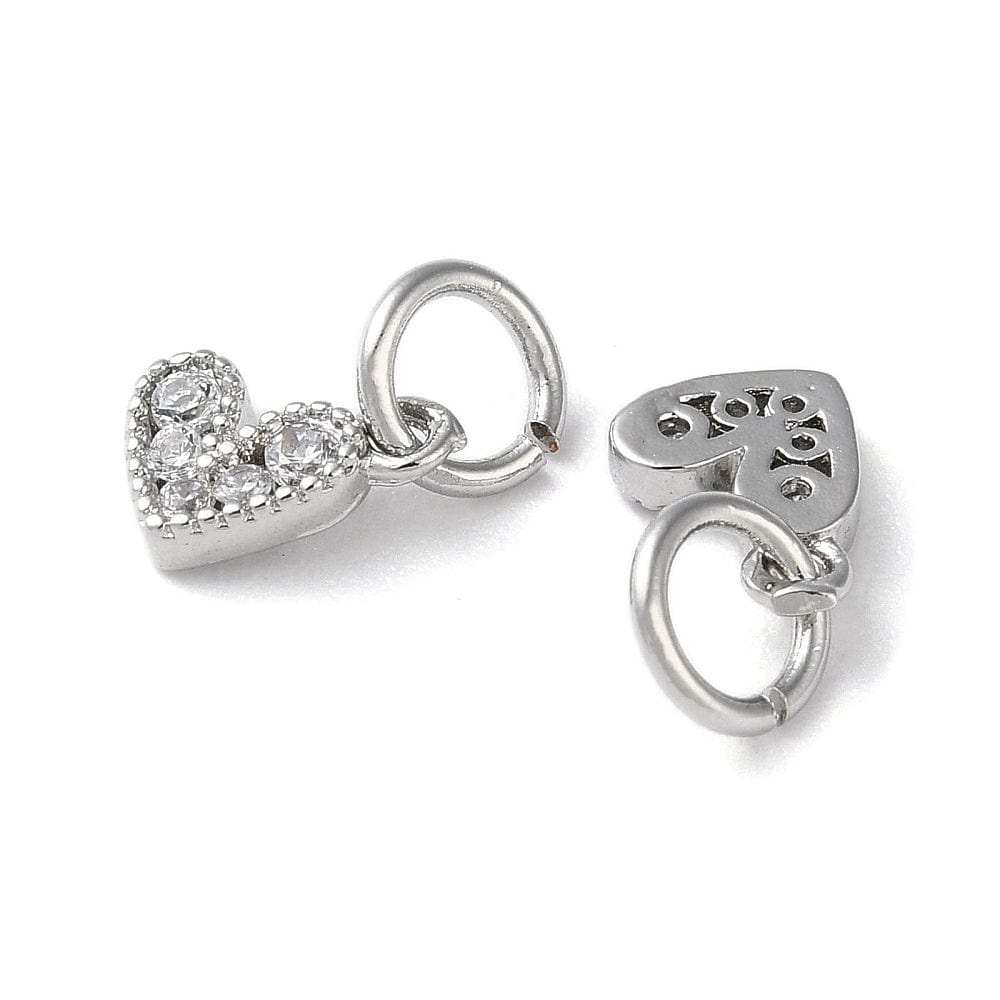 Hjerte Vedhæng Med Zirkonia Sten, 6x7mm - Uniq Perler - 111437