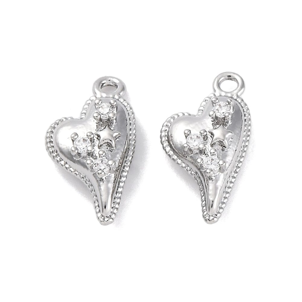 Hjerte Vedhæng, Platin Farvet, (14,5x8,5mm) - Uniq Perler - 972191