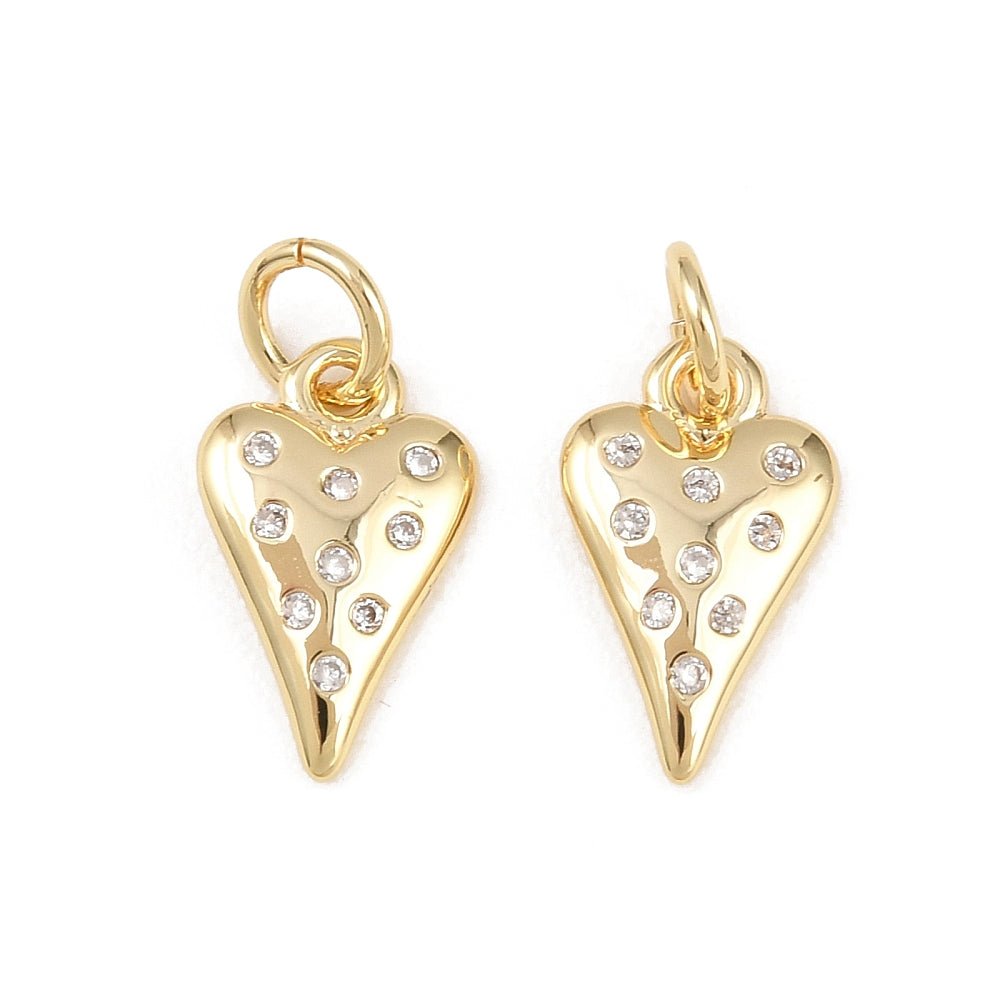Heart Pendant – Cubic Zirconia stones, long-lasting gold plating (13x8mm) - Uniq Perler - 117315