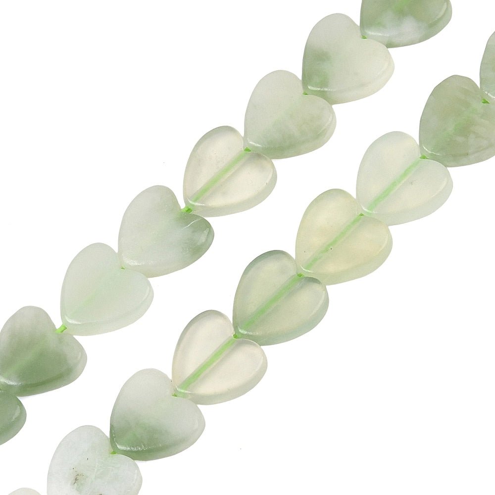 Hjerteformede Jade Perler – Grøn (8mm) 4 stk. - Uniq Perler - 125851
