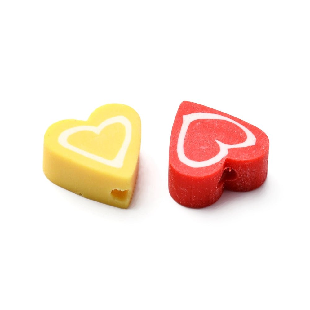 Hjerteformede Polymer Ler Perler – Farve Mix (10x10x4,5mm)ca. 65 stk. - Uniq Perler - 122309