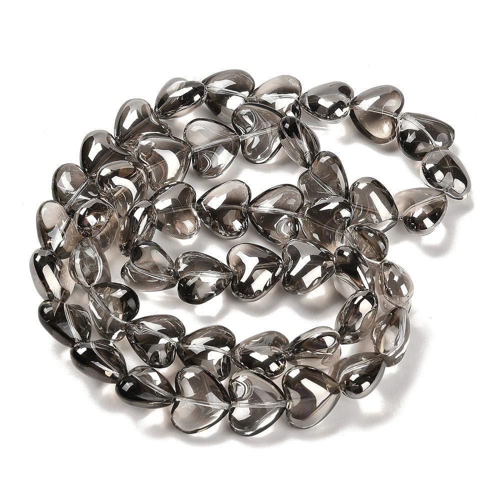 Hjerteformet Glasperler – Lys Grå (12,5x15mm) - Uniq Perler - 114475