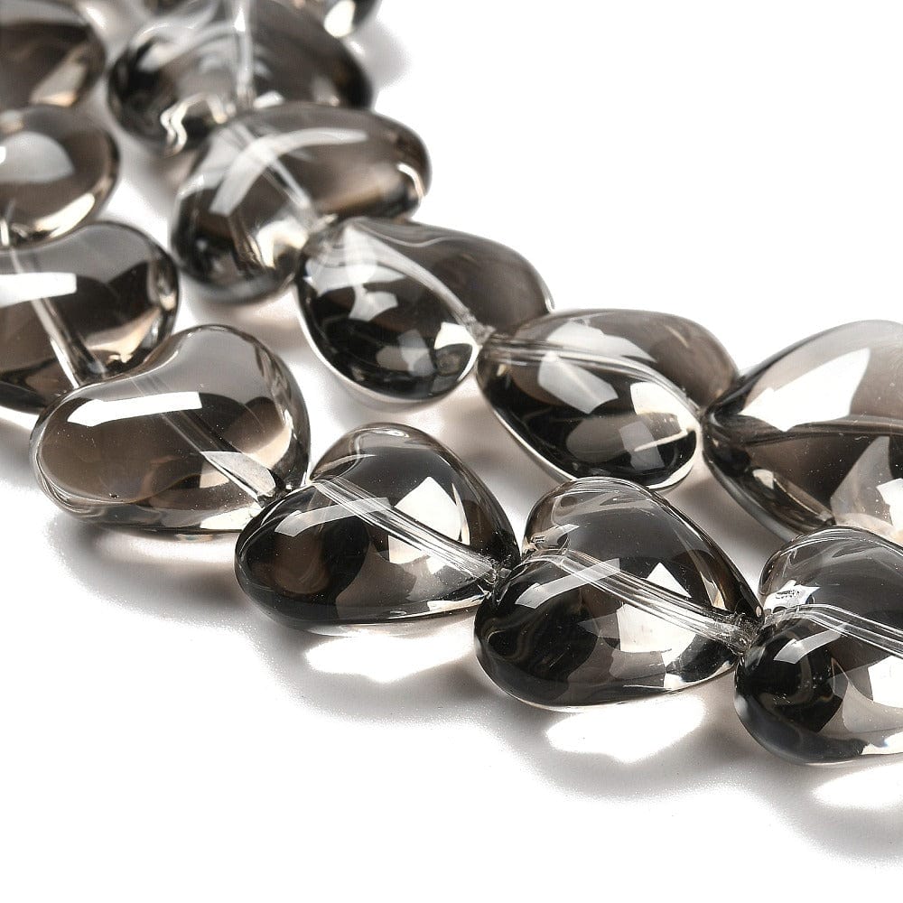 Hjerteformet Glasperler – Lys Grå (12,5x15mm) - Uniq Perler - 114475