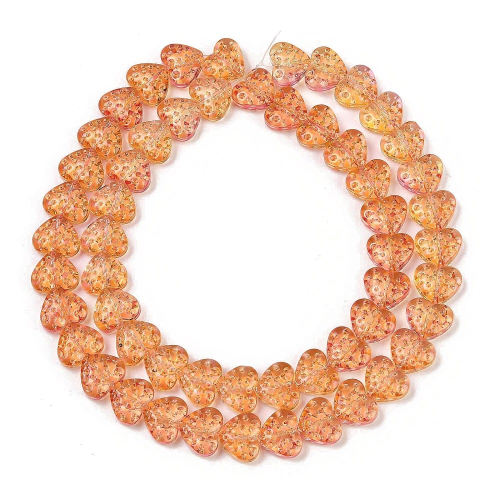 Hjerteformet Glasperler – Orange (13x15x7mm) - Uniq Perler - 115252