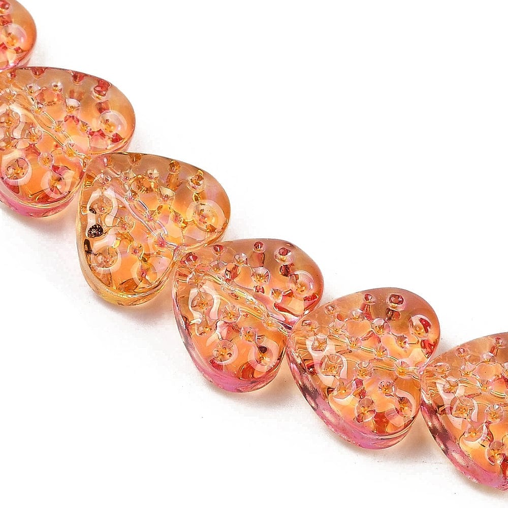 Hjerteformet Glasperler – Orange (13x15x7mm) - Uniq Perler - 115252