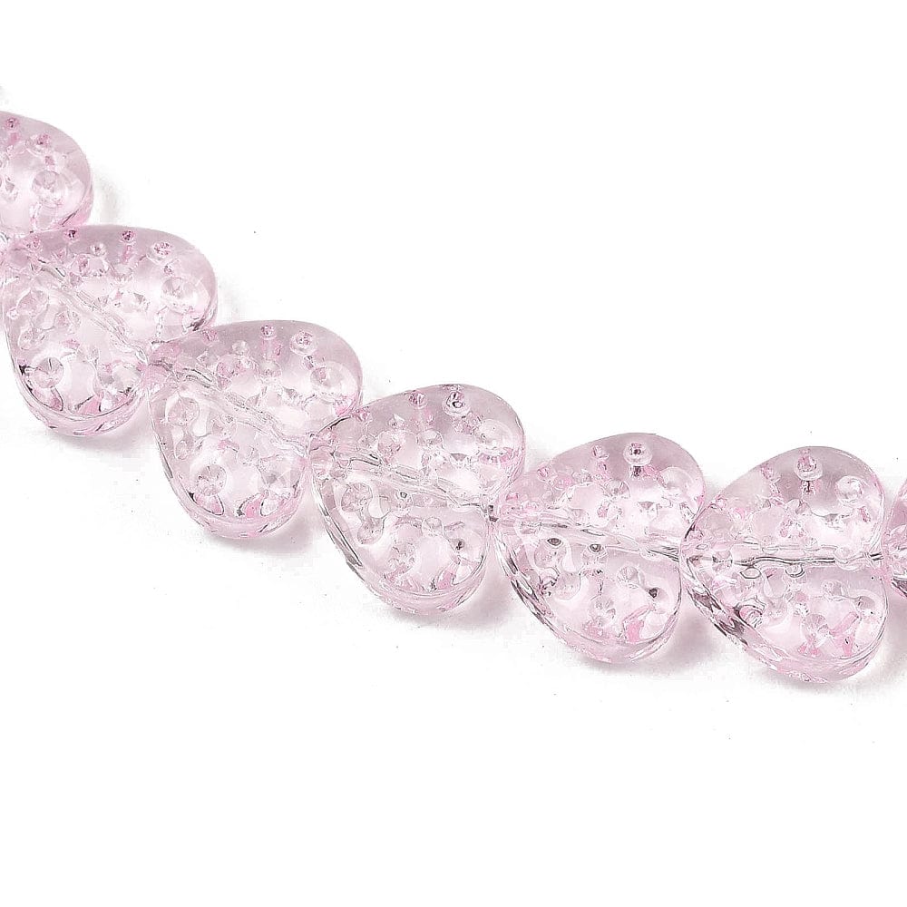 Hjerteformet Glasperler – Pink (13x15x7mm) - Uniq Perler - 115250
