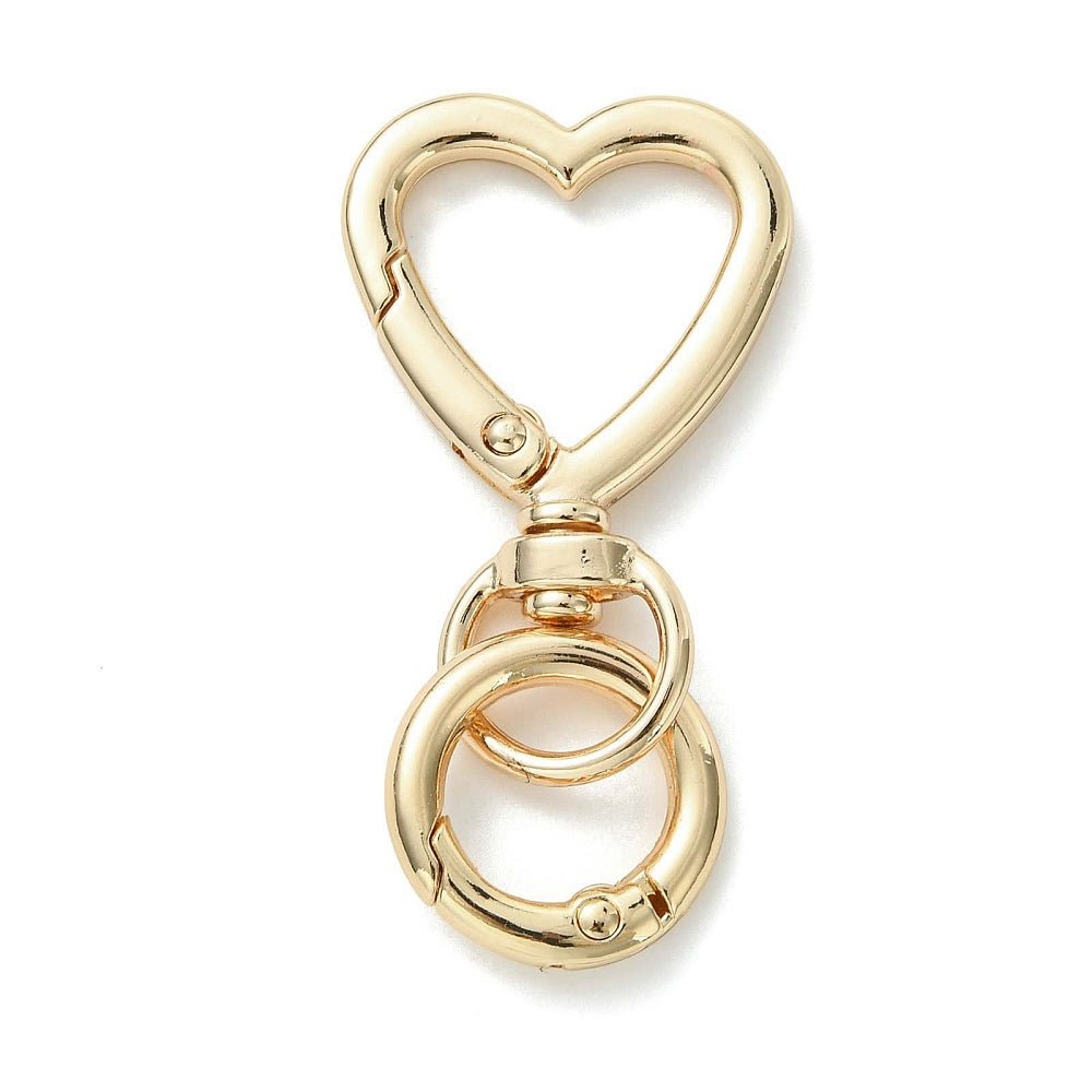 Karabinerhaken in Herzform mit Drehgelenk – 18K Vergoldet Messing (56mm)