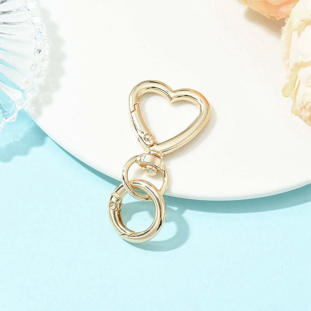 Karabinerhaken in Herzform mit Drehgelenk – 18K Vergoldet Messing (56mm)