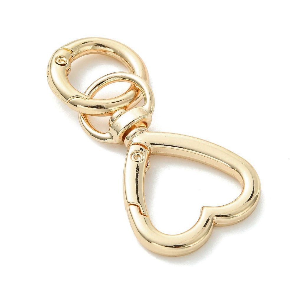 Karabinerhaken in Herzform mit Drehgelenk – 18K Vergoldet Messing (56mm)