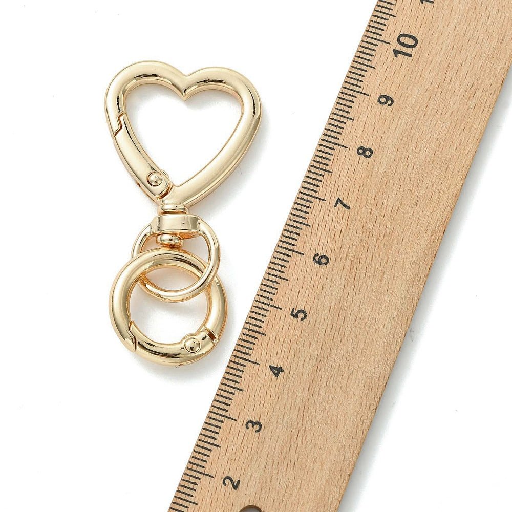 Karabinerhaken in Herzform mit Drehgelenk – 18K Vergoldet Messing (56mm)