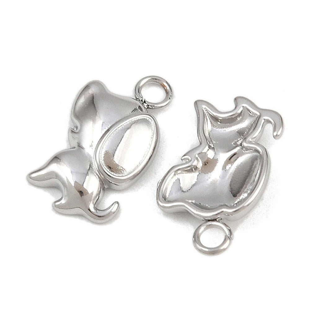 Hund Vedhæng – Stål (13.5x9.5x2.5mm) 2 stk - Uniq Perler -