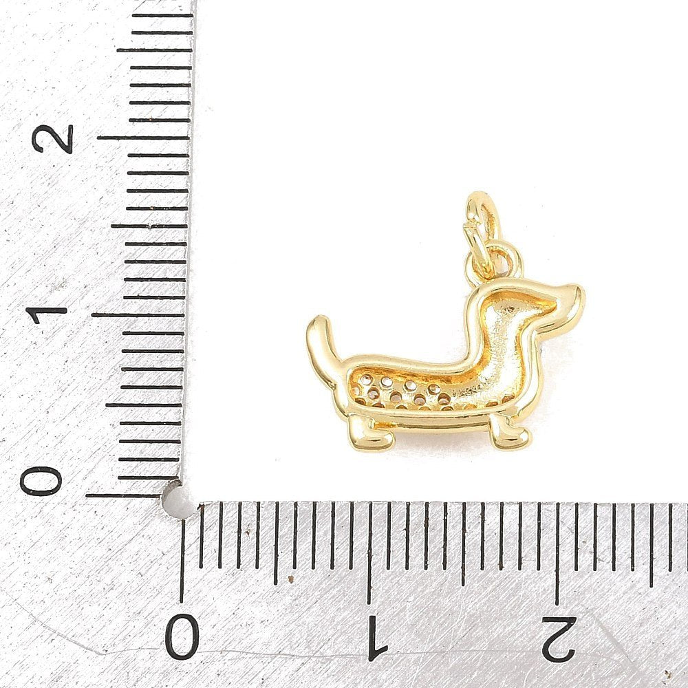 Hunde Vedhæng – 18K Langtidsholdbar Forgyldt Messing Med Zirkonia - Uniq Perler - 120892