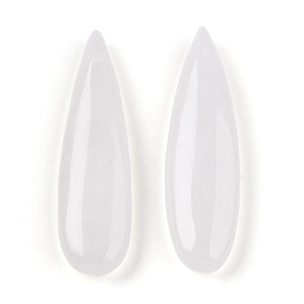 Hvide Jade - Dråbeformet, Natursten (34–36mm) - Uniq Perler - 115659